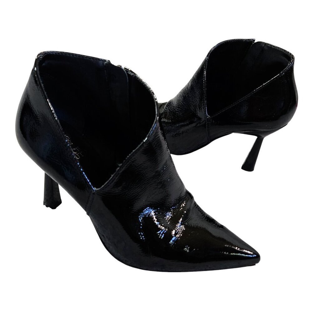 Vince Camuto Tannido Black Patent Leather Pointed Toe Ankle Booties